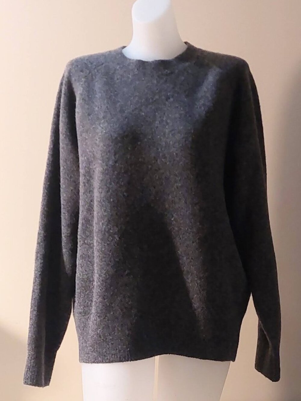 Dunst Charcoal Heather Shaggy Dog Wool L/S Crewneck Sweater Unisex Size: M